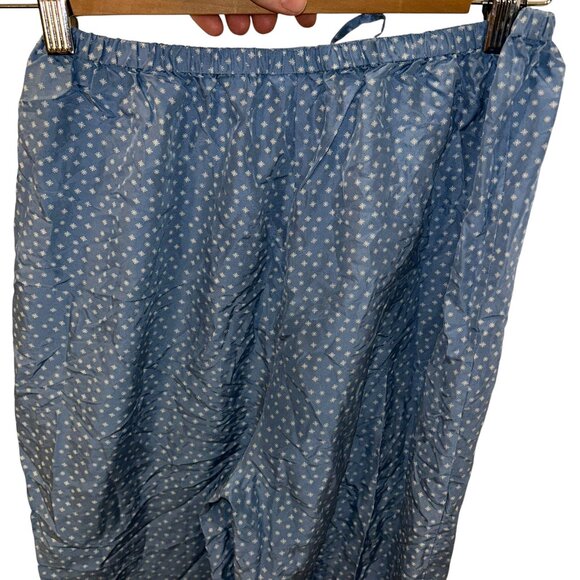 Lands' end powder blue bird sky ski day SILK snowflake print lounge pants S - Picture 3 of 5